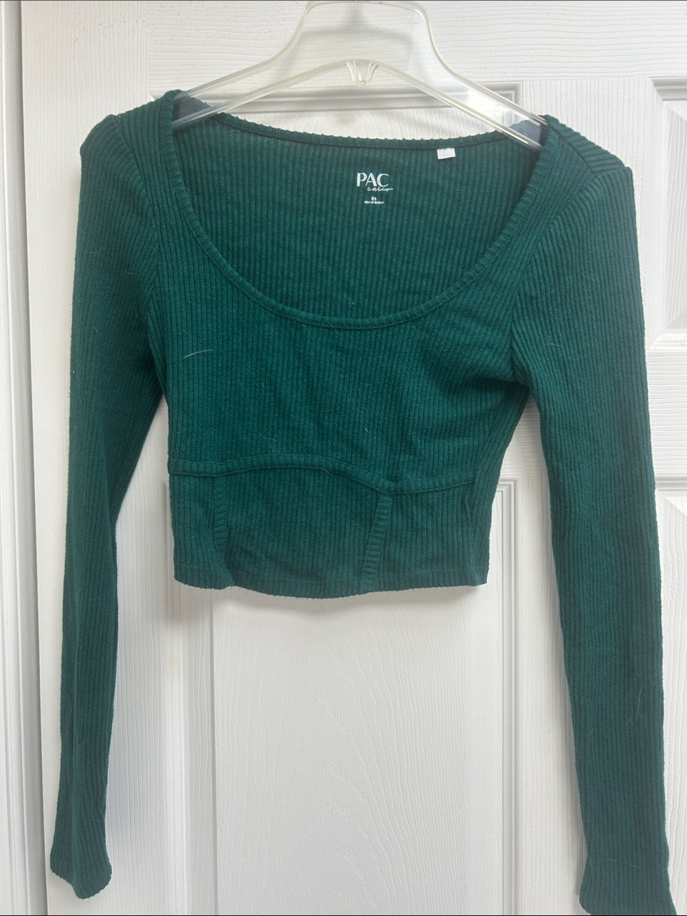 PacSun Forest Green Ribbed Scoop-Neck Crop Top